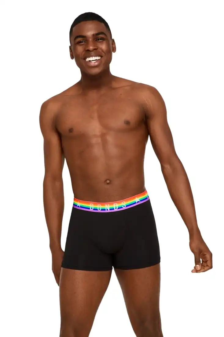 10 x Bonds Pride Originals Trunk Mens Underwear Black / Rainbow Mx89