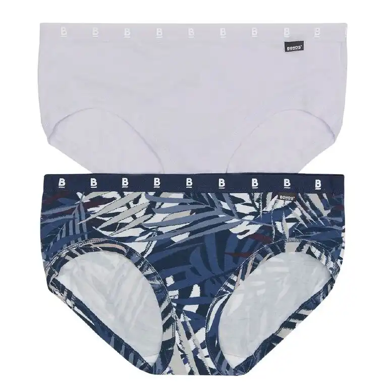 Bonds 2 Pairs Comfy Midi Briefs Womens Underwear Navy / Lilac 30K